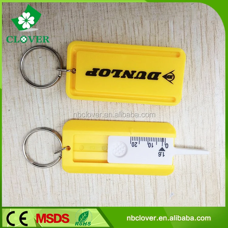 Plastic Tread Depth 020mm Tire Tread Depth Gauges With Keyring For Car