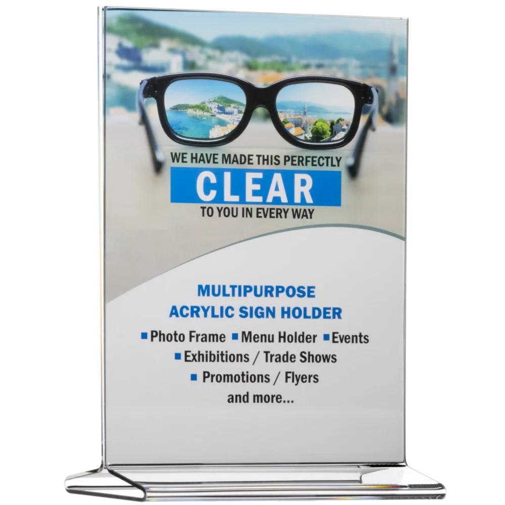 T Shaped Manufacture Acrylic Insert Sign Holder Table Top Menu Display