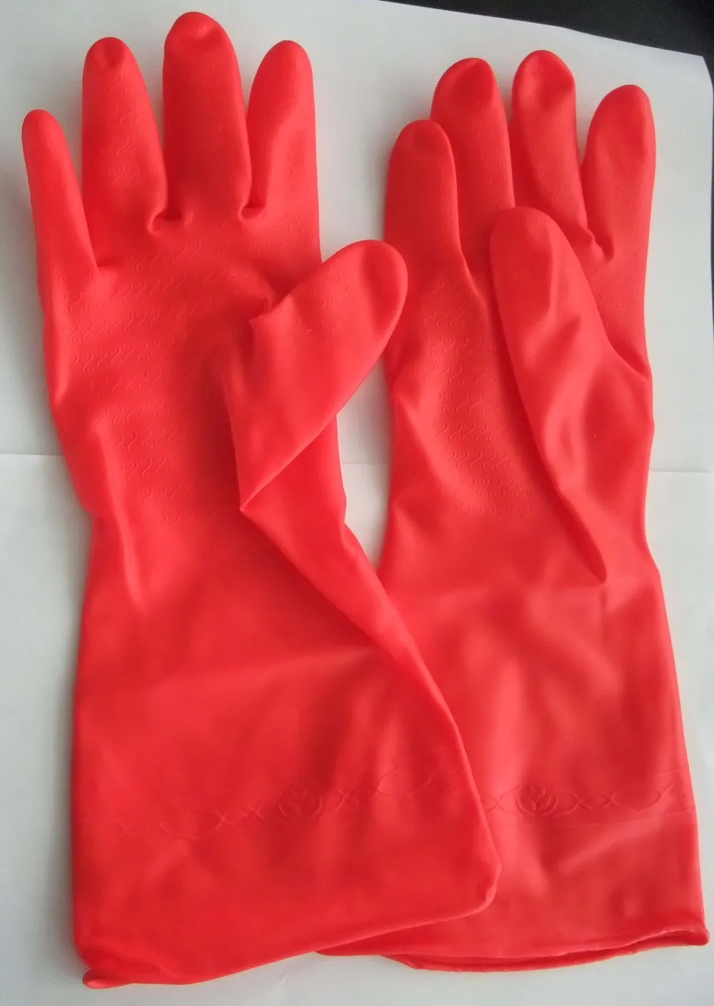 30cm Warm Latex Cleaning Gloves/ Rubber Gloves With Cotton Lining