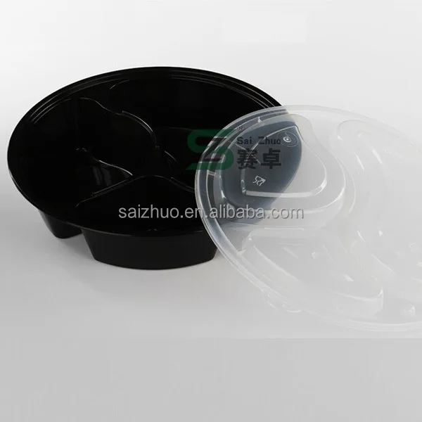 round 3 divided plastic food container disposable microwave safe