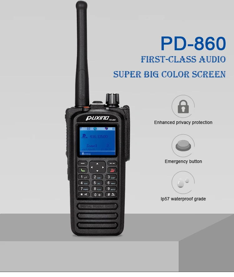 Puxing Portable Walkie Talkie Pd860 Best Rated 2 Way Radios Ip67 Vhf