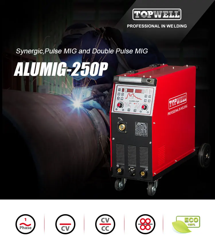 Topwell Single Phase 250 Amp Double Twin Pulse Mig Welder For Sale
