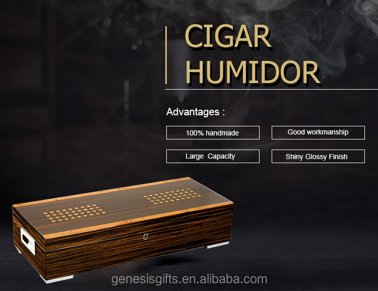 Customized Luxury Cigar Humidor With For Hygrometer & Humidifier