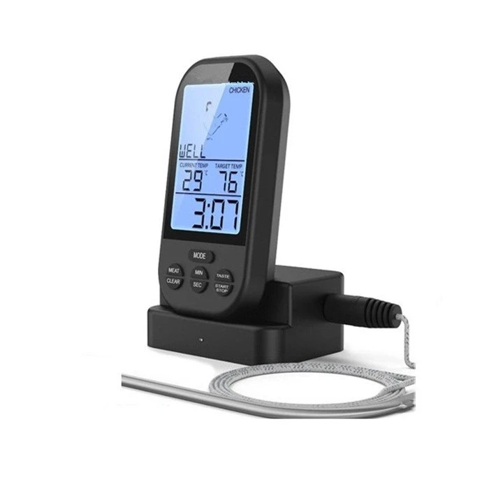 Remote digital wireless thermometer for kitchen food cooking BBQ
