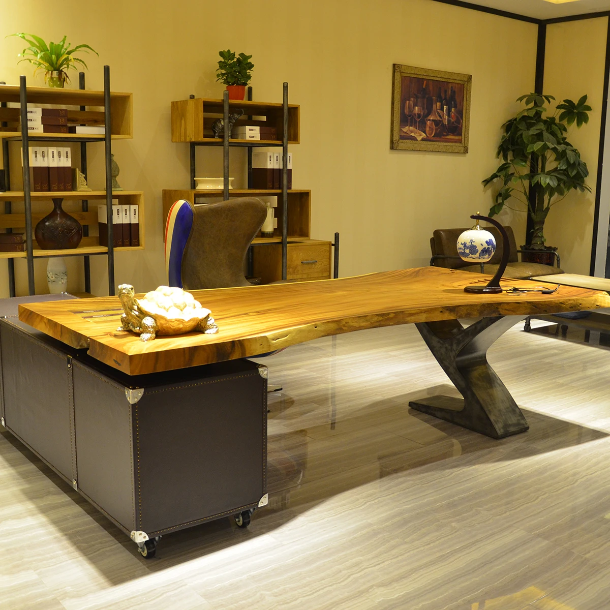 Industrial Mango Wood Desk With Storage Drawer Buy Industrial Mango