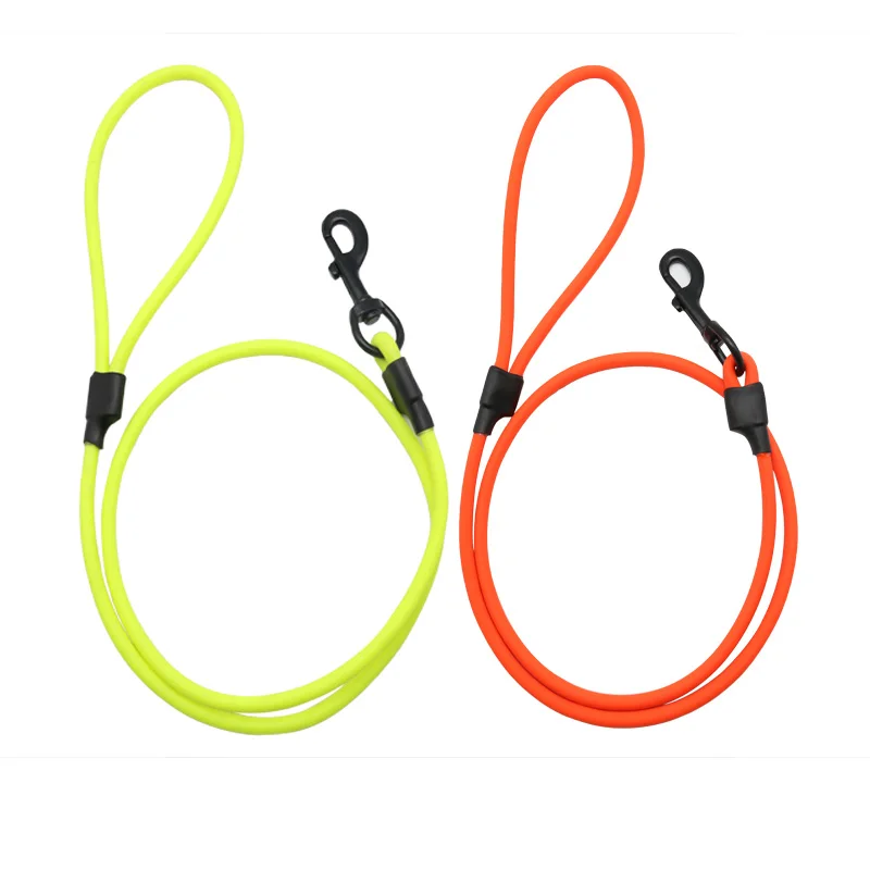Neon Orange Round Pvc Coated Nylon Dog Rope Leash,Custom Dual Dog Leash