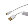 customize gold plated 1u 3u shielded braided USB cable with CORE EMI filter