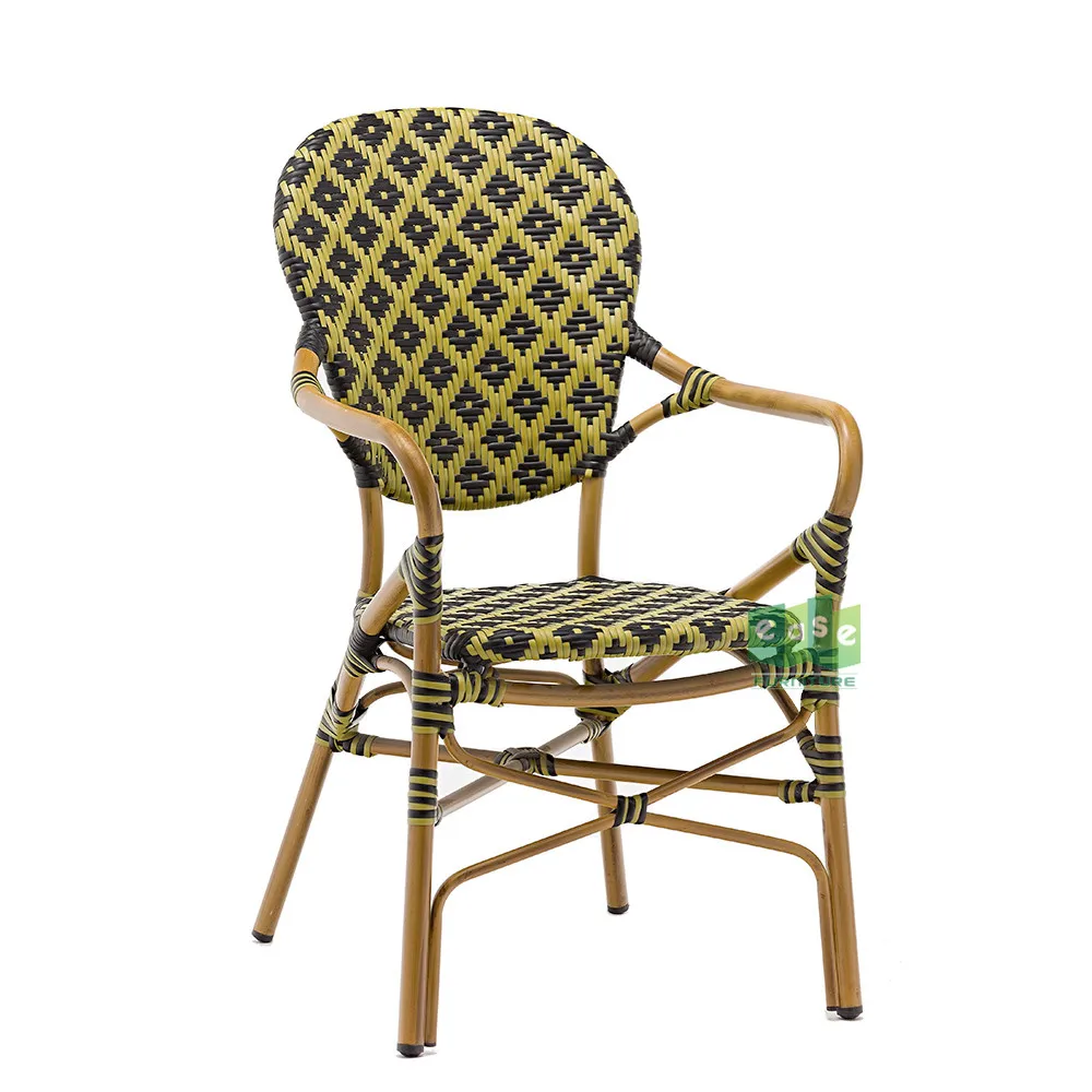French Chair Aluminium Cafe Outdoor Patio Armrest Chair Rattane3011