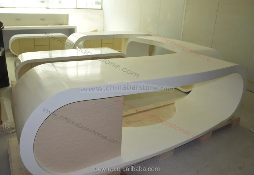 2016 Black Marble Solid Surface Office Table Curved Executive Ceo Desk