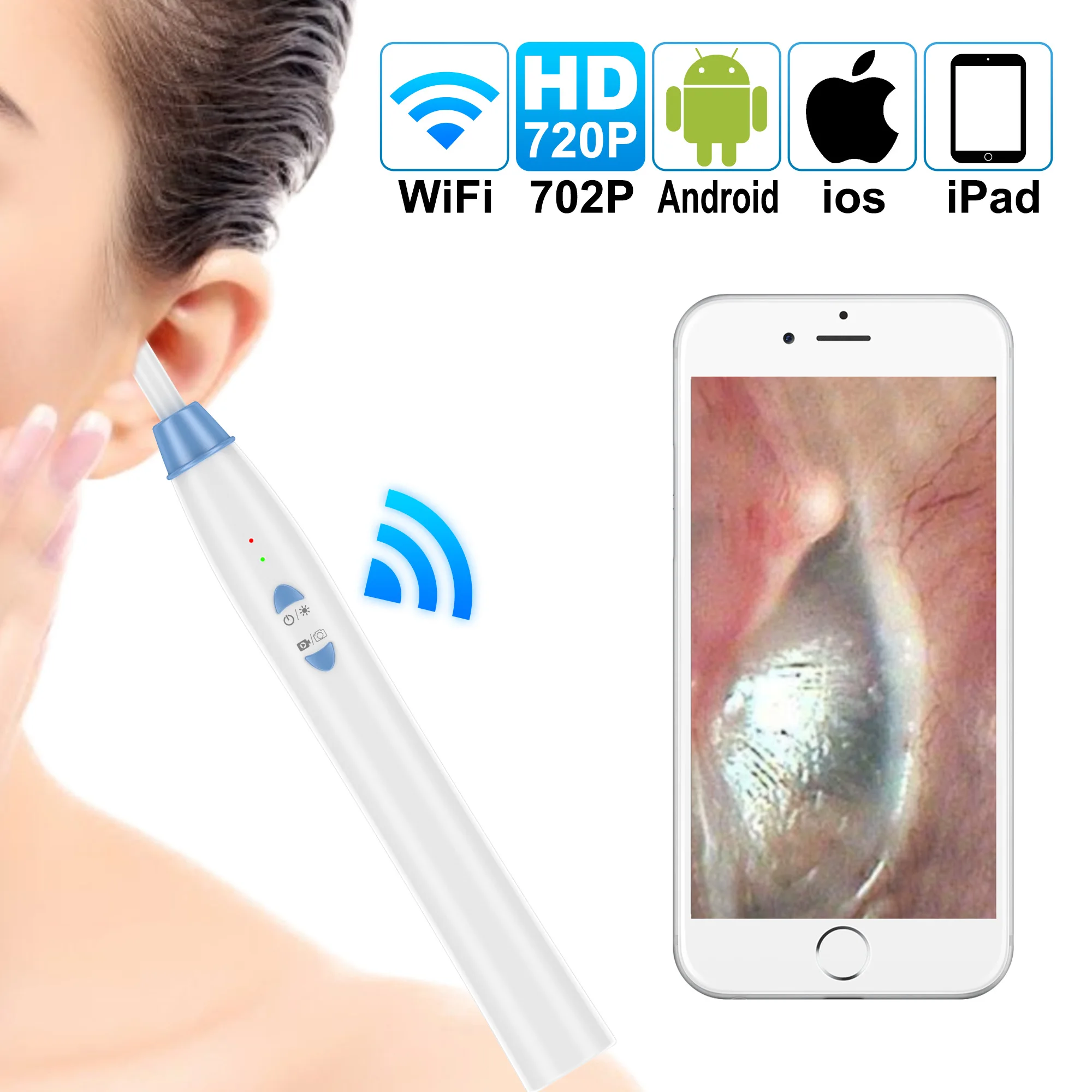 Electronic wireless endoscope 720P HD digital ear cleaning otoscope