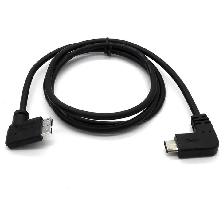 Black USB 3.1 Type C Male Angle To Micro B Male Angle Charge Sync Cable For Macbook - ANKUX.COM