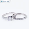 100% Pure 14 K Soild White Gold Moissanite Diamond Engagement Rings, 2 Carat Round Brilliant Cut VVS D-E-F Moissanite rings
