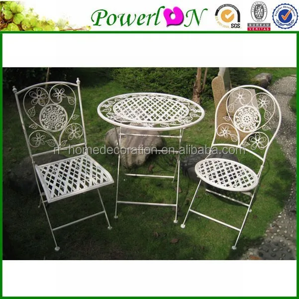 Popular Antique White Metal Table Chair Folding Patio Sets Buy
