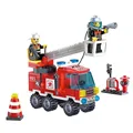 130Pcs Fire Fighting Truck DIY Model Building Blocks Educational Puzzle Action Figure Toys Kids Birthday Gifts
