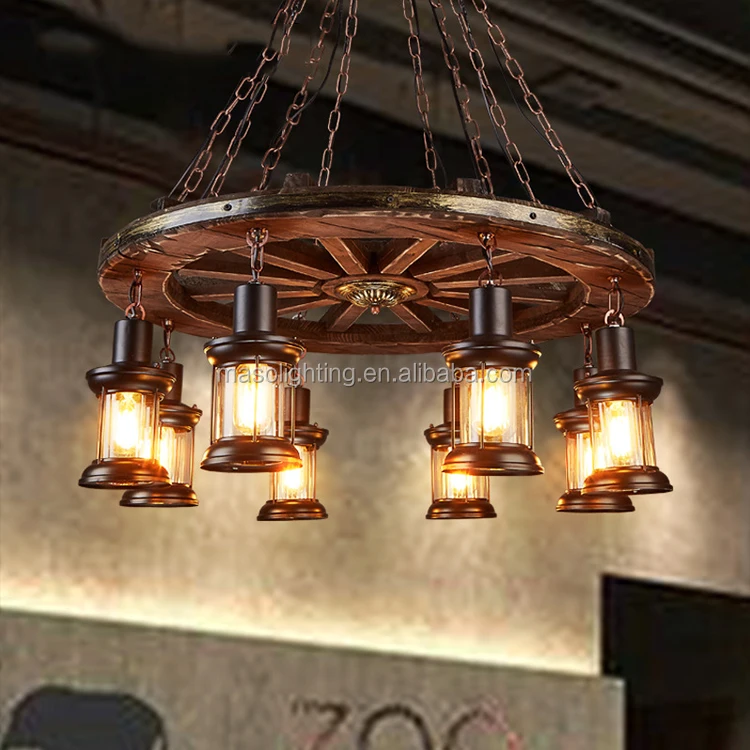 Maso Msp3007 Antiguo De Vidrio De Hierro Vintage Lámpara Colgante De