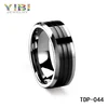 Black Onyx Jewelry IP Plating in Central&Grooved Beveled Edges Tungsten Ring Fashion for Mens