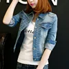 Women Plus Size 5XL Basical Jean Jackets Coat Bleach Full Sleeve 3/4 Sleeve Slim Women Denim Jacket Y11326