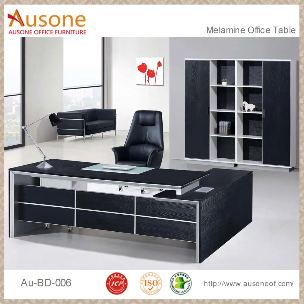 Bungelende desktop zwart executive office tafel ontwerp houten ...