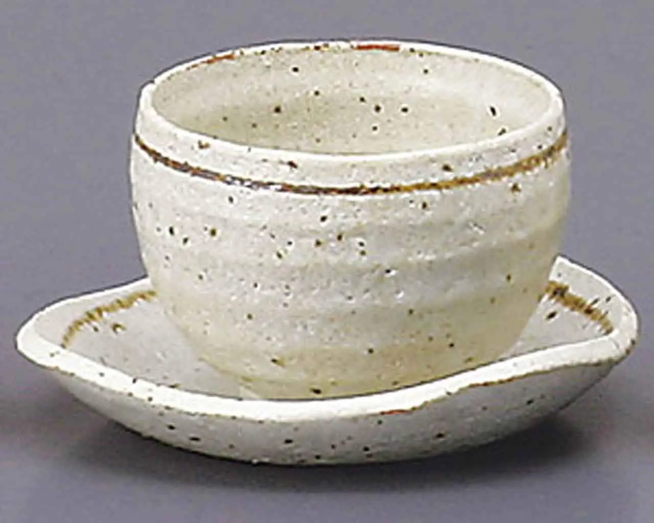 Silver Glaze 3.9inch Cup & Saucer White Ceramic Made in Japan