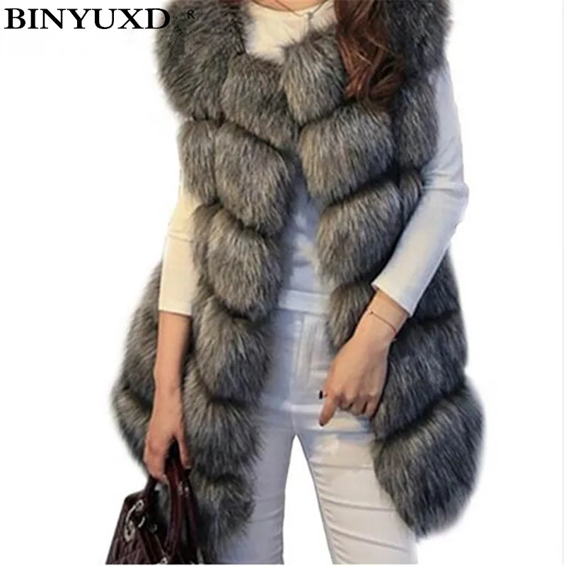 High quality Fur Vest coat Luxury Faux Fox Warm Women Coat Vests Winter Fashion furs Women's Coats Jacket Gilet Veste