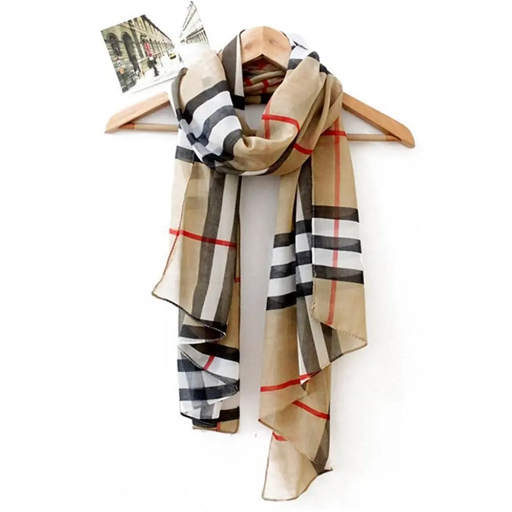 KAKA(TM) Women Fashion Charming Soft Sheer Scarf Large Beach Shawl Scarves (Grid)