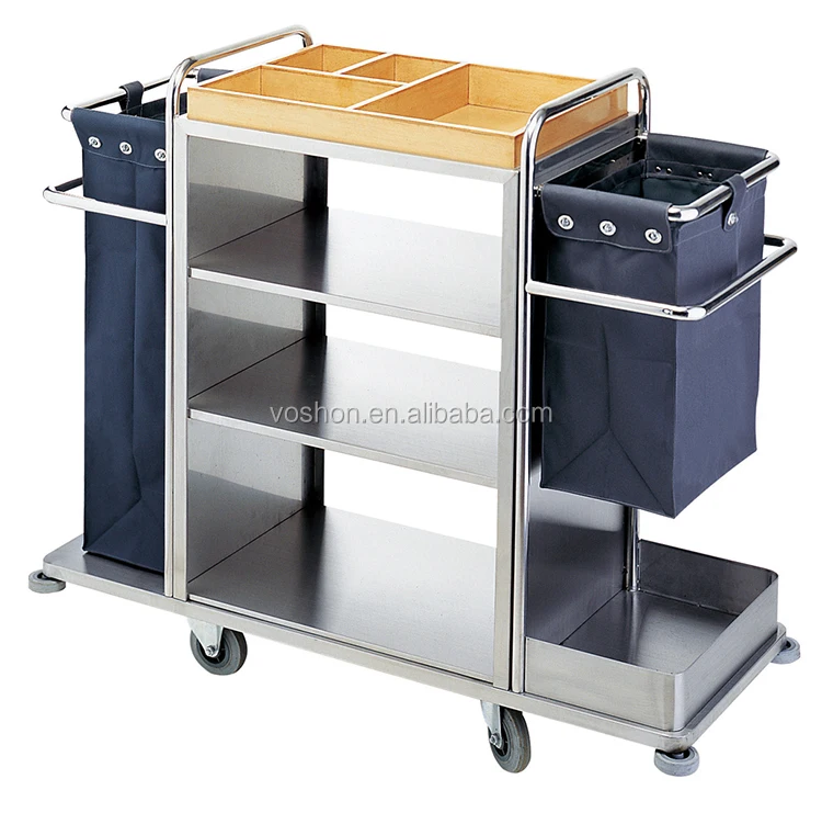 Eco Friendly Hotel Amenities Metal Service Used Hotel Housekeeping Cart