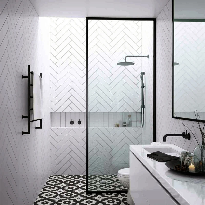 Bathroom 304 Stainless Steel Tempered Glass One Piece Door Shower Screen