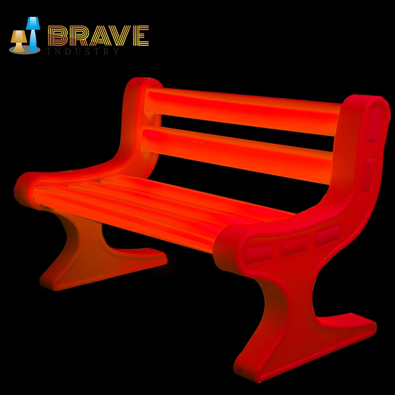 Waterproof Led Lighting Park Long Chair Led Illuminated Furniture