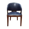 Deep blue Small size chair best quality wooden fabric material French single Wooden Sofa Armchair for hotel study room library