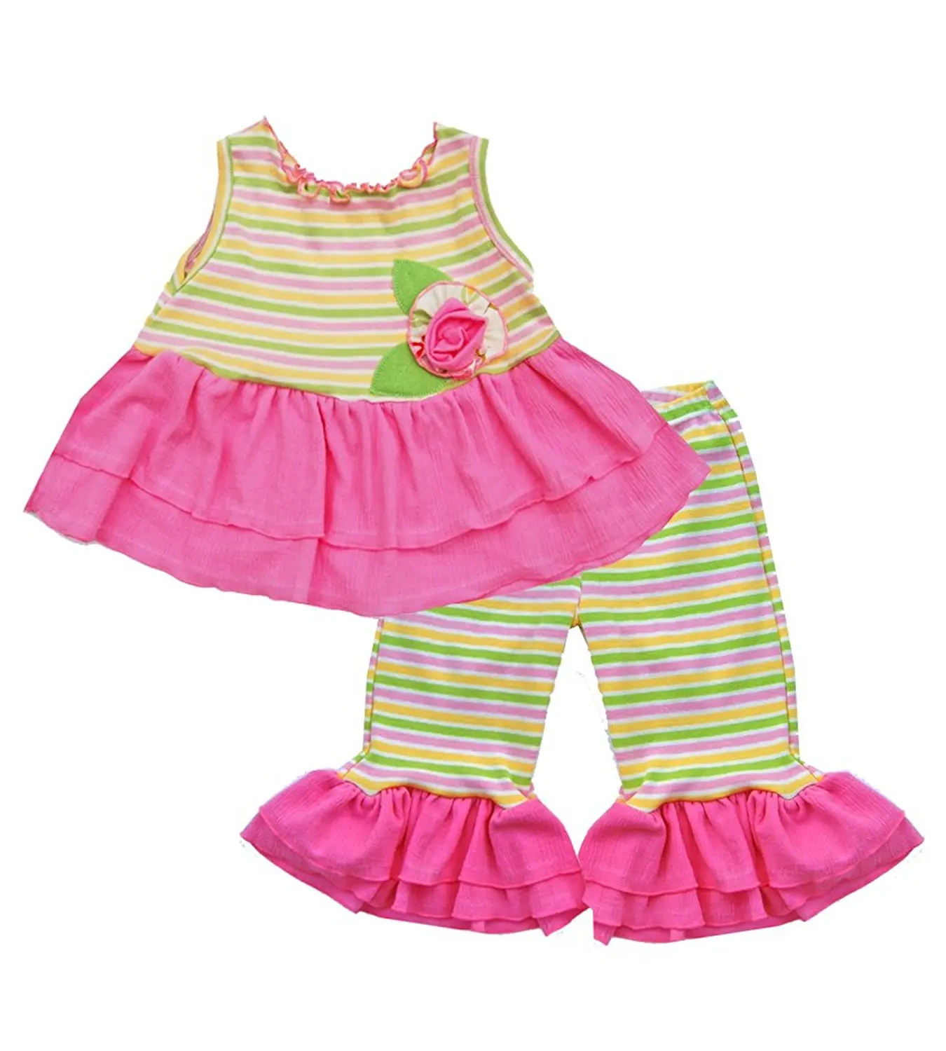Cheeky Banana Little Girls Allegro Babydoll Top /& Capris Set Fuchsia