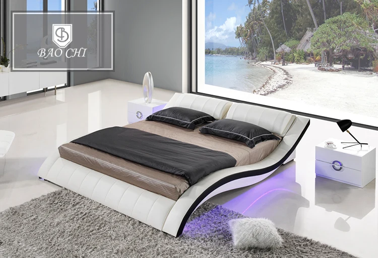 Good Quality Bedroom Furniture Modern Wave Shape Leather Bed - Buy Wave ...