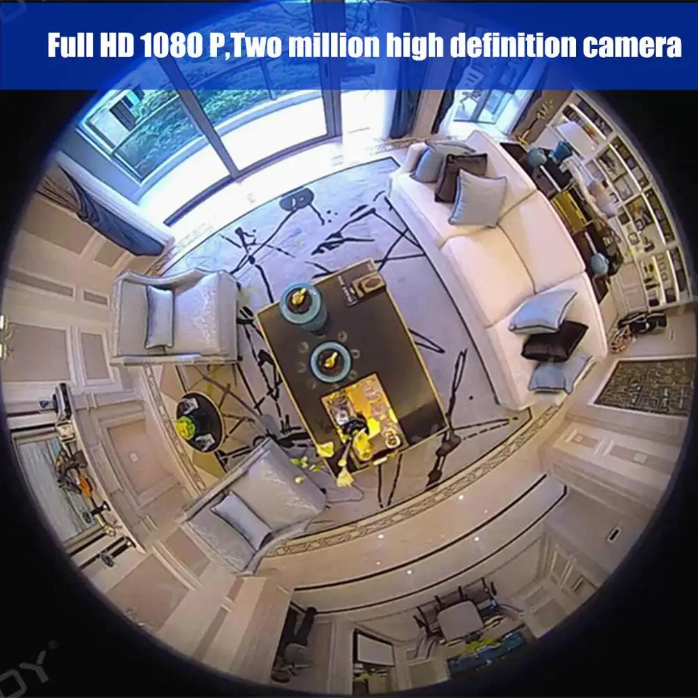 360 度 wifi ip 无线鱼眼全景摄像机智能闭路电视热像机