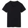 International basic source plain no brand t-shirt oem promotional cheap V neck t shirt black