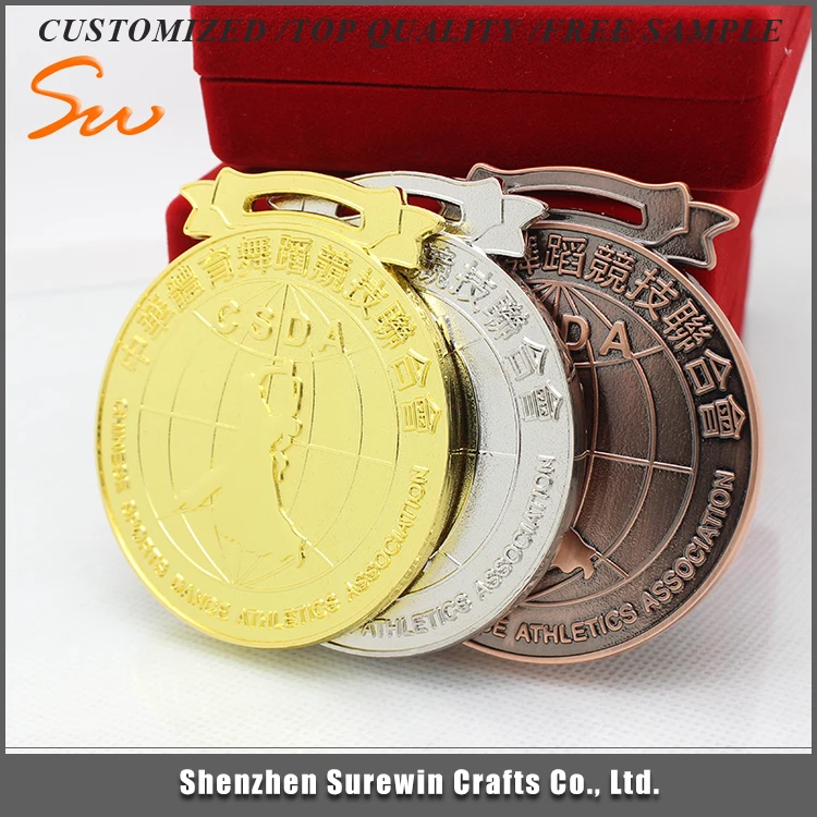 Custom Copper Metal Medal Dance Competition Awards Medal With Ribbon