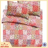 Soft bright reactive printing 3pcs bedspread patchwork washed quilt with microfiber filling