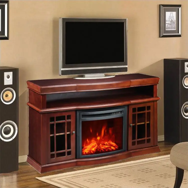 Eco Friendly Ce Approved Fake Flame White Electric Fireplace Tv Stand