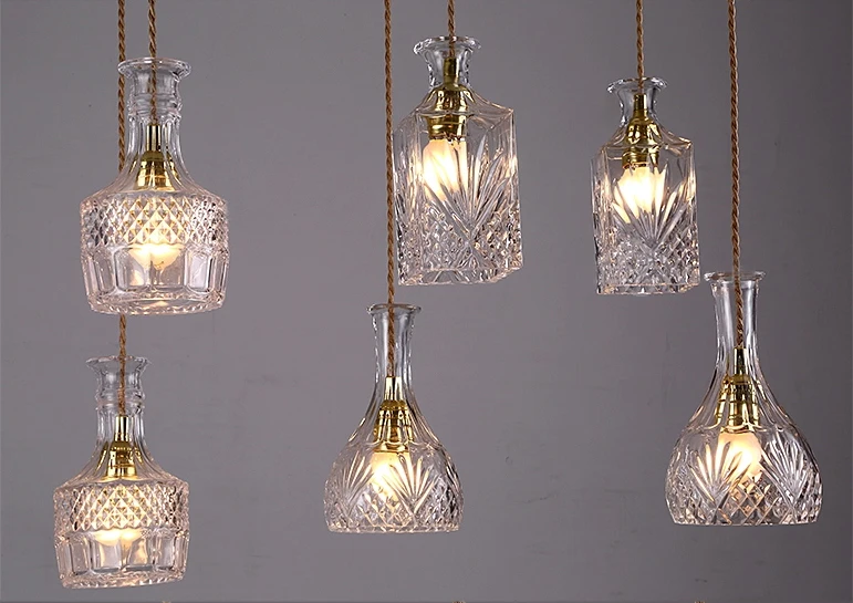 Modern Vintage Retro Rural Loft Light Gl Winebottle Indoor Modern Vintage Retro Rural Loft Light Gl Winebottle Indoor Chandelier Droplight Pendant Lamp