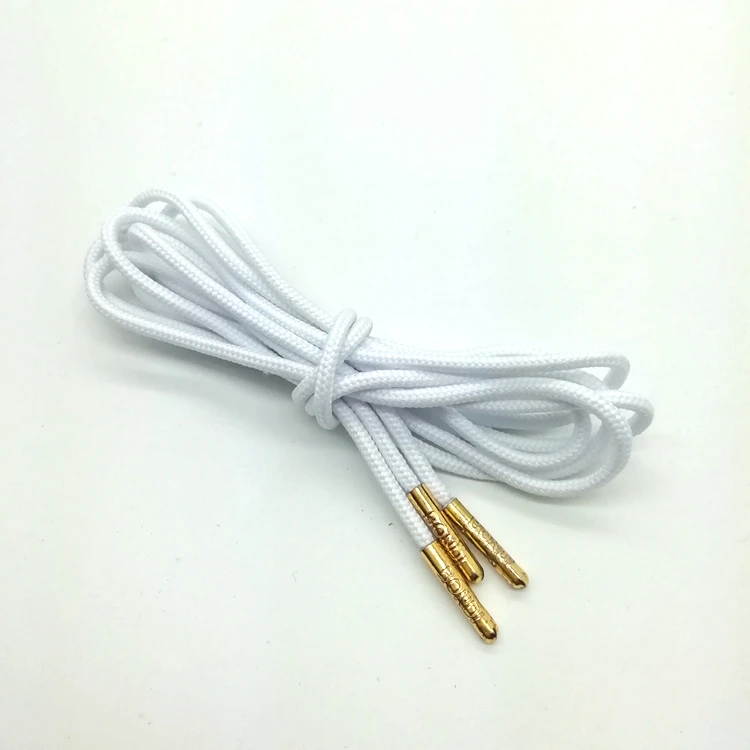 Wholesale Round Gold Aglet Shoelaces With Custom Printed Shoelace Buy