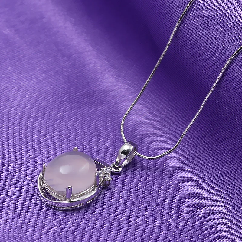 Xd P944 925 Sterling Silver Oval Interface Pendant Gemstone Bottom