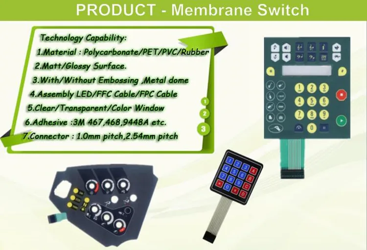 Smart Electronics customize membrane switch with led push button keypad control panel sticker label