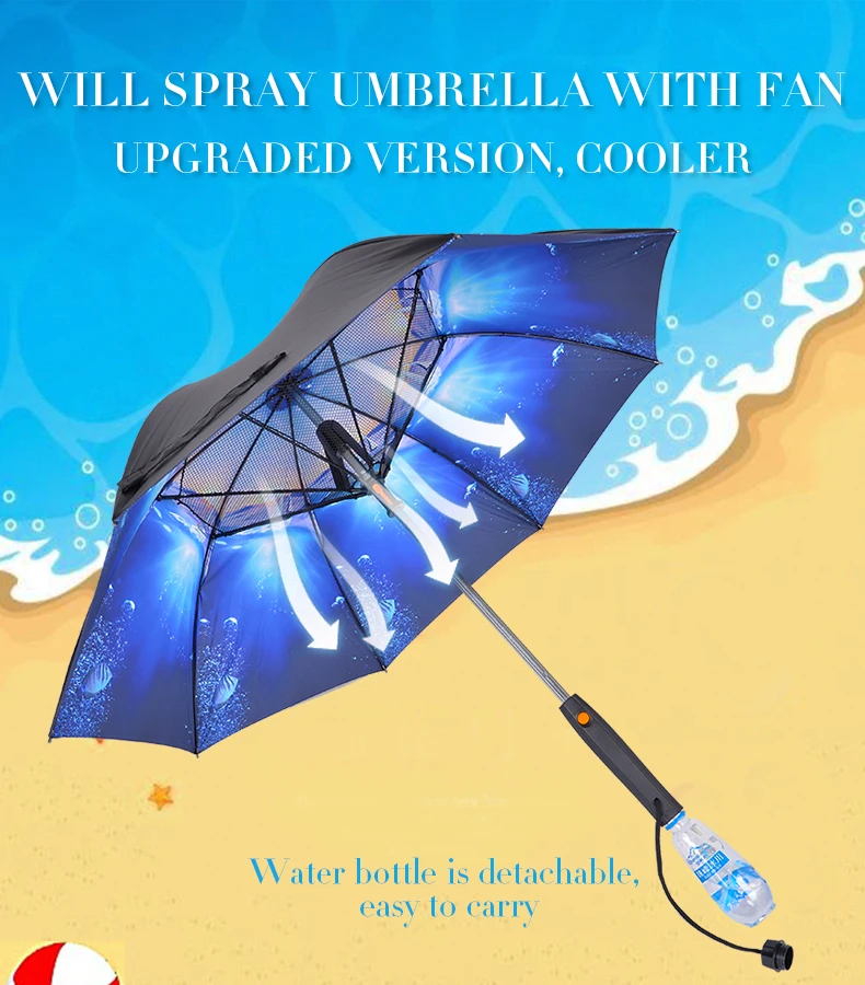 umbrella with fan and water