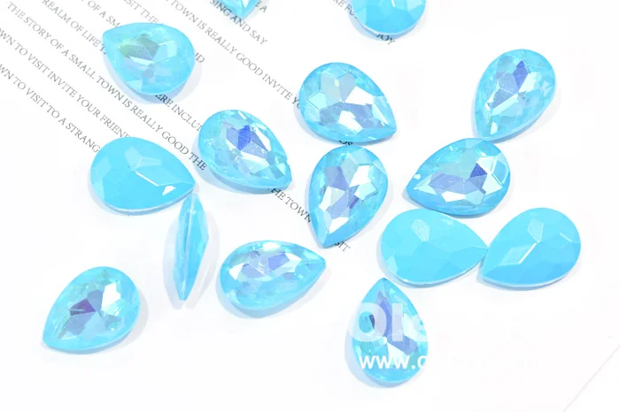 Factory Wholesale High Quality Mocha Shimmer Series Glass Pointed Back Teardrop MK Colors Rhinestones for Nail Art Decoration