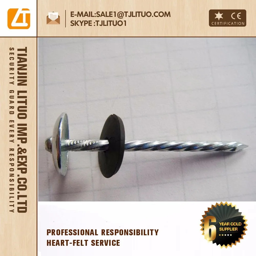 Galvanized Umbrella Roofing Nails With Sealing Washers/zinc Roofing