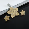 Yiwu Aceon Stainless Steel sandblast two layers gold plated flower turkish jewelry set