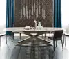 Modern Metal Base Italian Style Marble Dining Table Set