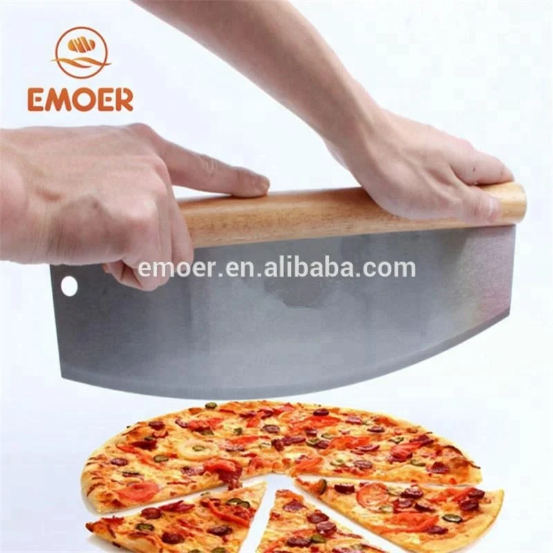 Wooden Handle Stainless Steel Pizza Rocker Buy Pizza Rocker Cutter