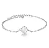 925 Sterling Silver Linked Chain Charm Women Bracelet Silver Opal Stone Beads Bracelet