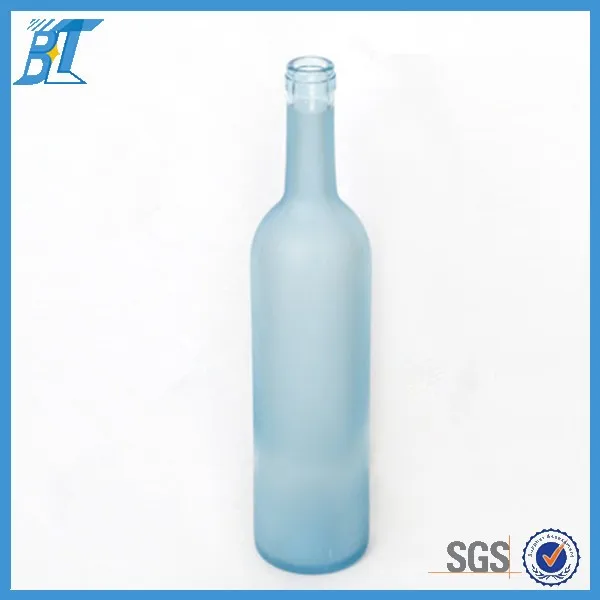 Romantic Blue Color Frosting 750ml Glass Fruit Wine Bottle Wholesale
