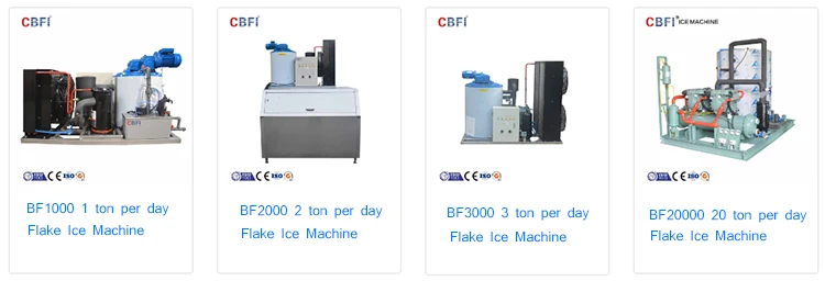 Sea fish cooling by flake ice machine on board for fishery industry