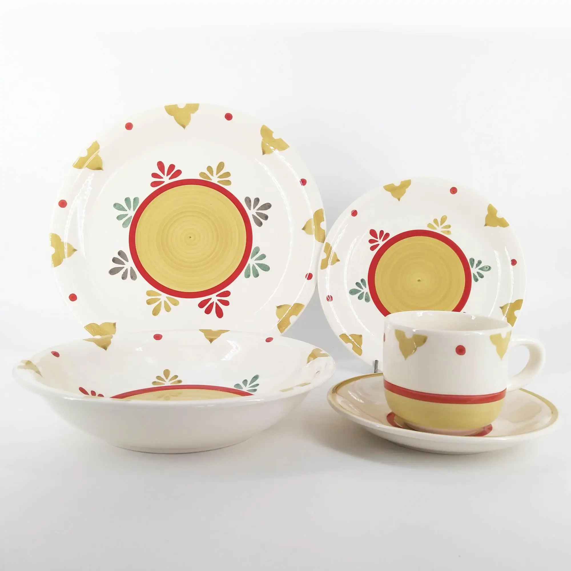 Ceramic Dinnerware 30pcs Hand Painted Pattern Stoneware Dinner Set